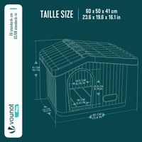 VOUNOT kućica za mačke i pse za unutarnju i vanjsku upotrebu, vodootporna, s kosim krovom, ventilacijom i protukliznim nogicama, 60x51x41 cm, bijela, pogodna i za zečeve 3