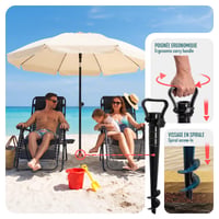 VOUNOT Suncobran 200 cm, nagibni i podesiv po visini, UV 50+ zaštita, plave pruge, s torbom za nošenje, za terasu, balkon, plažu 6