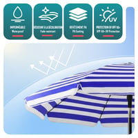Umbrelă de soare VOUNOT 200 cm, înclinabilă și reglabilă pe înălțime, protecție UV 50+, dungi albastru-alb, cu geantă de transport, pentru grădină, terasă, plajă 4