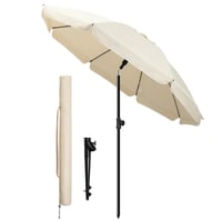 VOUNOT Suncobran 200 cm, nagibni i podesiv po visini, UV 50+ zaštita, plave pruge, s torbom za nošenje, za terasu, balkon, plažu 1