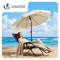 VOUNOT Suncobran 200 cm, nagibni i podesiv po visini, UV 50+ zaštita, plave pruge, s torbom za nošenje, za terasu, balkon, plažu 2