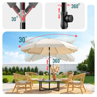 VOUNOT Suncobran 200 cm, nagibni i podesiv po visini, UV 50+ zaštita, plave pruge, s torbom za nošenje, za terasu, balkon, plažu 5