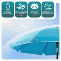 VOUNOT slnečník 200 cm, sklopný a výškovo nastaviteľný, s UV 50+ ochranou, tyrkysový, s kotvou a úložnou taškou, na terasu, balkón, pláž 4