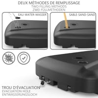 Bază de umbrelă VOUNOT din HDPE rezistent, care poate fi umplută cu nisip sau apă, Ø 38/48 mm, 44,5 x 44,5 x 13 cm, negru, pentru terasă și grădină 3