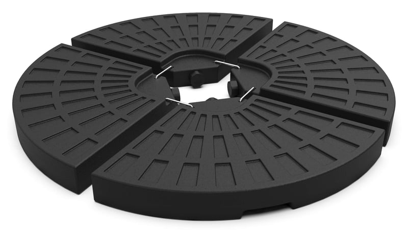 VOUNOT Stojan na slnečník 4 ks, pre krížový podstavec bočného slnečníka, plniteľný 52 l vody alebo 100 kg piesku, HDPE, čierny