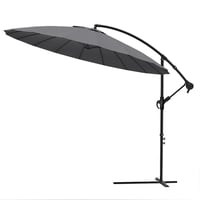 Umbrelă de soare pentru grădină VOUNOT cu deschidere laterală, diametru 300 cm, cu manivelă, protecție UV, 18 spițe din fibră de sticlă, cu husă de protecție, gri 1