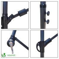 Umbrelă de soare pentru grădină VOUNOT cu deschidere laterală, diametru 300 cm, cu manivelă, protecție UV, 18 spițe din fibră de sticlă, cu husă de protecție, gri 3