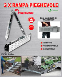 Skladacia nájazdová rampa VOUNOT 2 ks, nosnosť 400 kg, na motocykle a prívesy, 180 x 23 x 4,5 cm 4