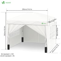 Pavilion de Grădină Pliabil VOUNOT 3x3m cu 4 Panouri Laterale și Sacuri de Nisip, Cort de Petrecere Pop-Up cu Geantă de Transport, Alb 4
