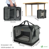 VOUNOT skladacia prepravná taška pre psov a mačky, oxfordská látka, priedušná, odnímateľný plyšový matrac, s popruhmi na nosenie v ruke aj na ramene, veľkosť M, 60x44x44 cm, sivá 4