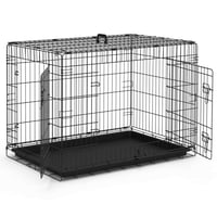 Skladacia klietka pre psov VOUNOT s 2 uzamykateľnými dverami a vyberateľnou táckou, kovová prepravka pre psov, 92x58x64 cm, čierna 1