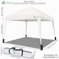 VOUNOT Összecsukható Pavilon 3x3 m, UV50+ Védelem, 4 Homokzsákkal, Felugró Kerti Sátor, Krémfehér 5