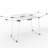VOUNOT Összecsukható ruhaszárító állvány szárnnyal és csipeszekkel, Fehér, 25 m szárítási hossz, 175 x 92 x 106 cm, beltéri kültéri 1