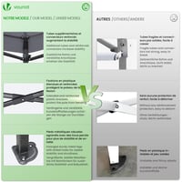 Foișor VOUNOT 3x3 m, Impermeabil, Pliabil, pentru Grădină, Tip Pop-Up, cu 4 Panouri Laterale și 4 Saci de Nisip, Gri 6