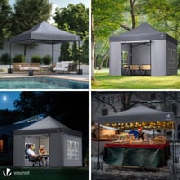 Foișor VOUNOT 3x3 m, Impermeabil, Pliabil, pentru Grădină, Tip Pop-Up, cu 4 Panouri Laterale și 4 Saci de Nisip, Gri 4