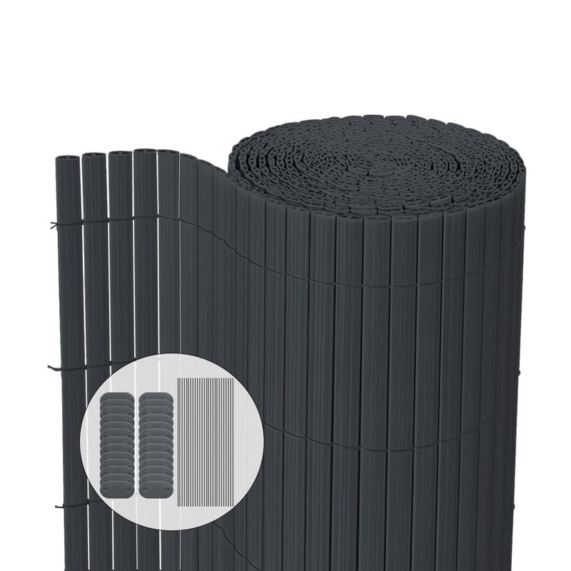 VOUNOT PVC zástenie na balkón 80x500 cm, ochrana súkromia na terasu a plot, so spevnenými úchytmi, sivá
