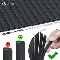 VOUNOT PVC zástenie na balkón 80x500 cm, ochrana súkromia na terasu a plot, so spevnenými úchytmi, sivá 2