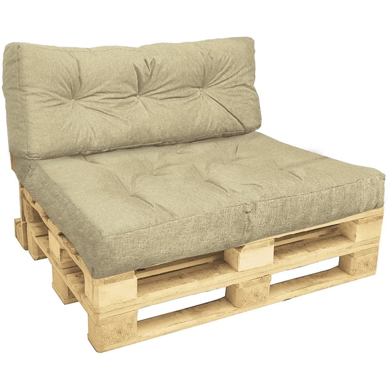 Set Perne pentru Canapea din Paleți VOUNOT pentru Interior și Exterior, Pernă de Șezut Impermeabilă 120x80 cm și Pernă de Spătar 120x40 cm, Bej