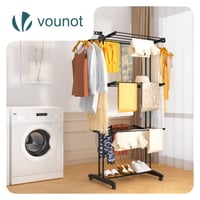 Uscător de rufe vertical VOUNOT cu 4 niveluri, pliabil, cu roți și aripi laterale, pentru uz interior și exterior, 125x62x173 cm 2