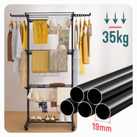 Uscător de rufe vertical VOUNOT cu 4 niveluri, pliabil, cu roți și aripi laterale, pentru uz interior și exterior, 125x62x173 cm 7