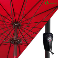 Slnečník VOUNOT Shanghai, priemer 270 cm, s ručnou brzdou, sklopný, UV ochrana, balkónový a záhradný slnečník s ochranným krytom, červený 3