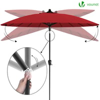Slnečník VOUNOT Shanghai, priemer 270 cm, s ručnou brzdou, sklopný, UV ochrana, balkónový a záhradný slnečník s ochranným krytom, červený 2