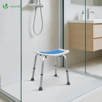 VOUNOT stabilná nastaviteľná sprchovacia stolička 38-52 cm, ergonomické protišmykové sedadlo do kúpeľne pre seniorov, modrá, s držiakom sprchy, 136 kg 2