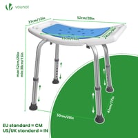 VOUNOT stabilná nastaviteľná sprchovacia stolička 38-52 cm, ergonomické protišmykové sedadlo do kúpeľne pre seniorov, modrá, s držiakom sprchy, 136 kg 3