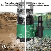 Ponorné čerpadlo na znečistenú vodu VOUNOT s plavákovým spínačom, max. 8000 l/h, hĺbka ponoru 7 m, IPX8, 10 m napájací kábel, ponorné čerpadlo na sivú vodu 3