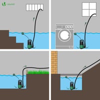 Ponorné čerpadlo na znečistenú vodu VOUNOT s plavákovým spínačom, max. 8000 l/h, hĺbka ponoru 7 m, IPX8, 10 m napájací kábel, ponorné čerpadlo na sivú vodu 7