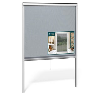 VOUNOT Rolo komarnik za prozor s PVC okvirom, mrežica od stakloplastike, mogućnost rezanja po visini i širini, jednostavna montaža, 130 x 160 cm, bijeli