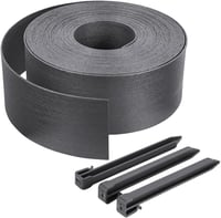 VOUNOT Szürke Kerti Szegély 20m Hosszú, Rugalmas PE Ágyáshatárolás Rögzítőcsapokkal 13cm Magas - Grey, Height: 13cm 1