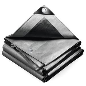 VOUNOT Cerada 4x6 m 240 g/m² Vodootporna siva s metalnim ušicama, obostrano premazana, zaštitna cerada za vrtni namještaj, drva, trampolin, auto i kamion, otporna na kidanje