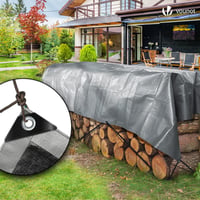 VOUNOT Cerada 4x6 m 240 g/m² Vodootporna siva s metalnim ušicama, obostrano premazana, zaštitna cerada za vrtni namještaj, drva, trampolin, auto i kamion, otporna na kidanje 5