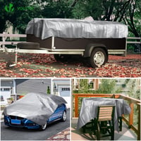 VOUNOT Cerada 4x6 m 240 g/m² Vodootporna siva s metalnim ušicama, obostrano premazana, zaštitna cerada za vrtni namještaj, drva, trampolin, auto i kamion, otporna na kidanje 7