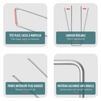 VOUNOT Talajtűző Kapocs 200 db Horganyzott Fém U-Alakú Kerti Rögzítő Tűző 150x30 mm Átmérő 3 mm Gyomgátló Fóliához Műfűhöz Kerítéshez 3