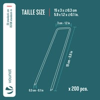 VOUNOT Talajtűző Kapocs 200 db Horganyzott Fém U-Alakú Kerti Rögzítő Tűző 150x30 mm Átmérő 3 mm Gyomgátló Fóliához Műfűhöz Kerítéshez 2