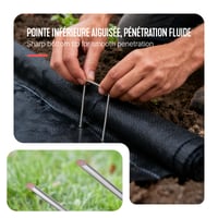 VOUNOT Talajtűző Kapocs 200 db Horganyzott Fém U-Alakú Kerti Rögzítő Tűző 150x30 mm Átmérő 3 mm Gyomgátló Fóliához Műfűhöz Kerítéshez 4