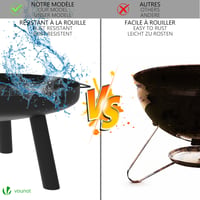 VOUNOT Focar de grădină 60 cm Diametru Bol de Foc din Metal cu Vatră, pentru Terasă, Grădină, Camping, Negru 3