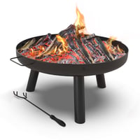 VOUNOT Focar de grădină 60 cm Diametru Bol de Foc din Metal cu Vatră, pentru Terasă, Grădină, Camping, Negru 1