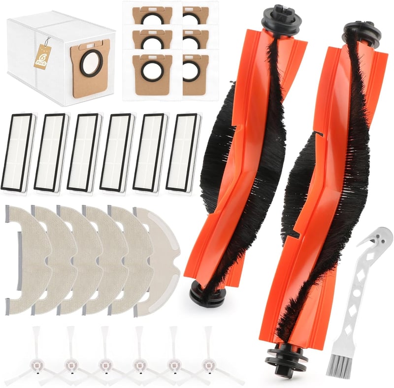 VOUPRONGZY Dreame D10 Plus / D10s Plus / L10 Plus porszívó cseretartozék-készlet (2 fő kefe, 6 oldalkefe, 6 porzsák, 6 felmosórongy, 4 HEPA szűrő)