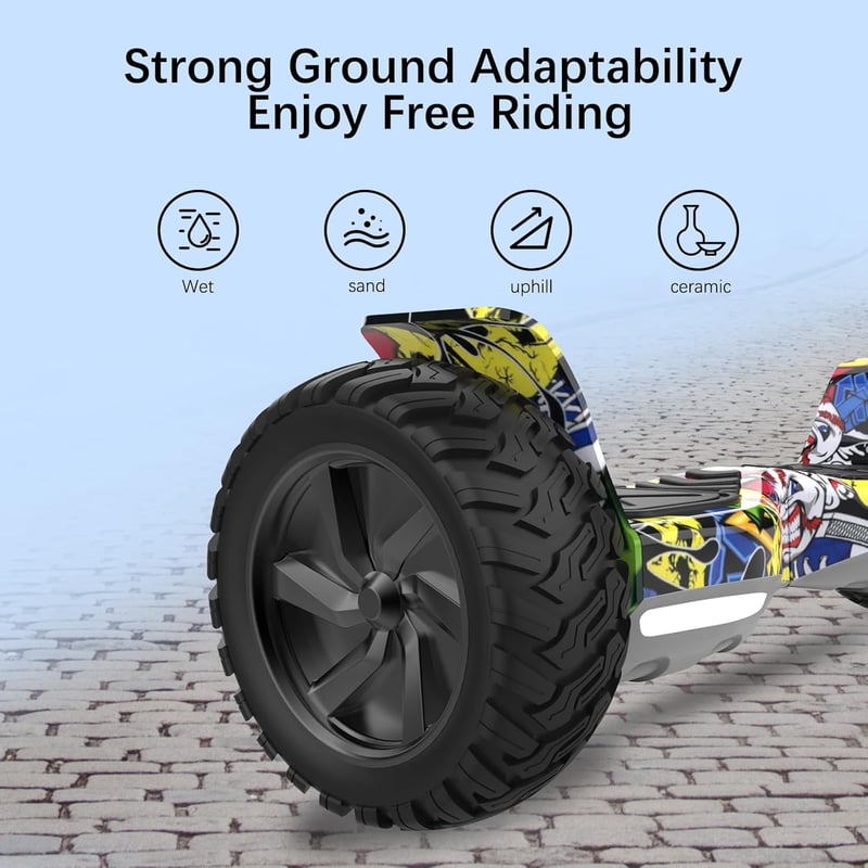 VOUUK 8,5" Hummer Terep Hoverboard Applikációval - Bluetooth, LED Világítás, Erős Motor, 120kg Teherbírás, Felnőtteknek és Gyerekeknek