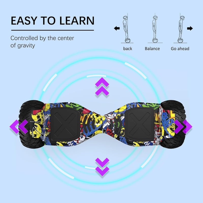 VOUUK 8,5" Hummer Terep Hoverboard Applikációval - Bluetooth, LED Világítás, Erős Motor, 120kg Teherbírás, Felnőtteknek és Gyerekeknek