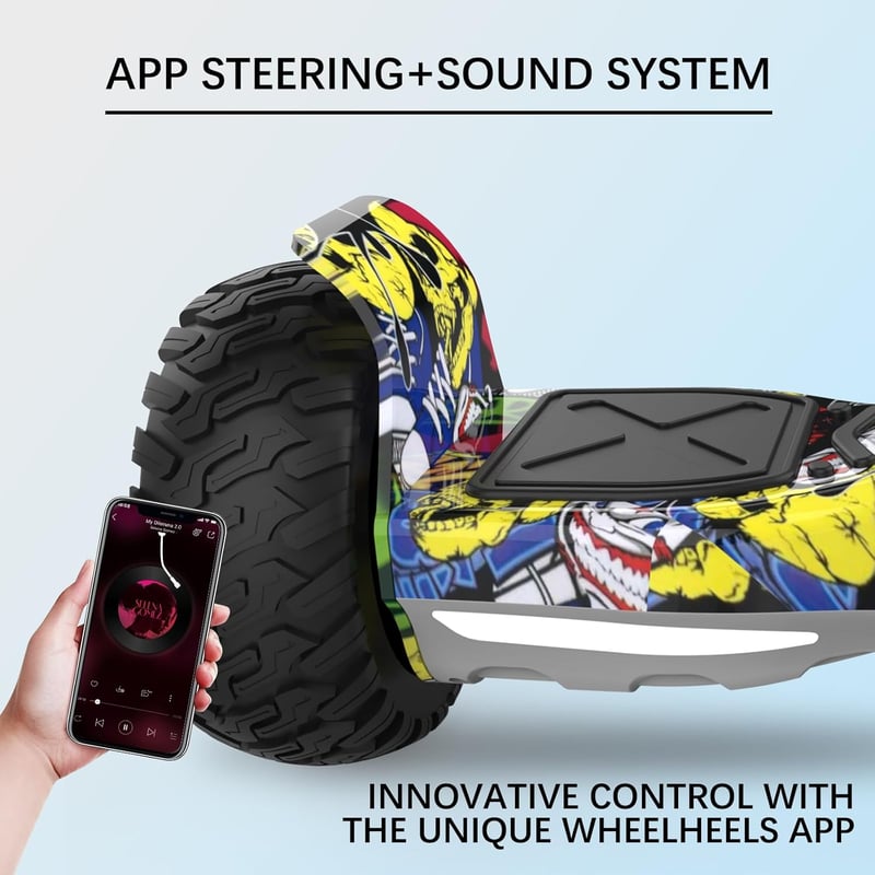 VOUUK 8,5" Hummer Terep Hoverboard Applikációval - Bluetooth, LED Világítás, Erős Motor, 120kg Teherbírás, Felnőtteknek és Gyerekeknek