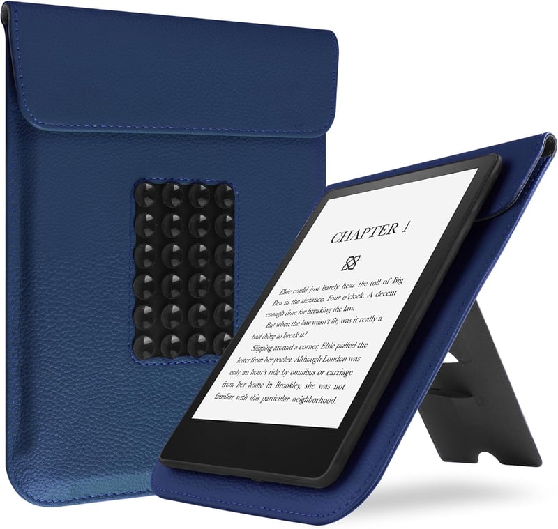 VOVIPO Kindle Paperwhite 11-12. generáció védőtok sötétkék, állvánnyal és szívócsészével