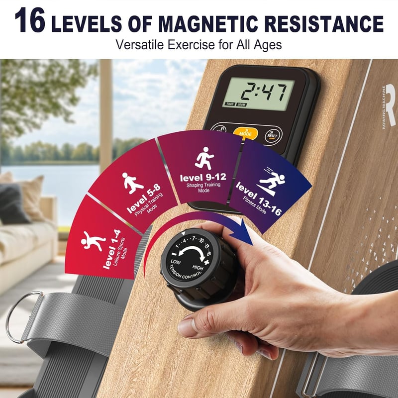 VOWVIT OR3 Mágneses Evezőgép Bluetooth Monitorral, 16 Fokozat, 160kg Terhelhetőség
