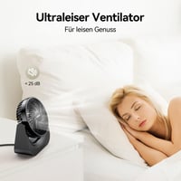 Stolný USB ventilátor VOXON, mini ventilátor s 5 rýchlostnými stupňami, tichý USB ventilátor s 1,5 m káblom, prenosný stolný ventilátor do kancelárie 3