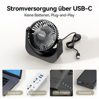 Stolný USB ventilátor VOXON, mini ventilátor s 5 rýchlostnými stupňami, tichý USB ventilátor s 1,5 m káblom, prenosný stolný ventilátor do kancelárie 6