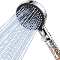 VOXON Víztakarékos Zuhanyfej 6 Sugártípussal - 3 Rétegű Szűrővel, Ásványi Kövekkel és Leállító Funkcióval - Nyomásfokozó Kézizuhany 1