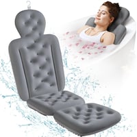 Pernă pentru cadă VOXOR pentru întreg corpul cu sac de spălare, pernă de baie groasă și luxoasă pentru susținerea capului, gâtului și spatelui, gri, 130x41 cm 7